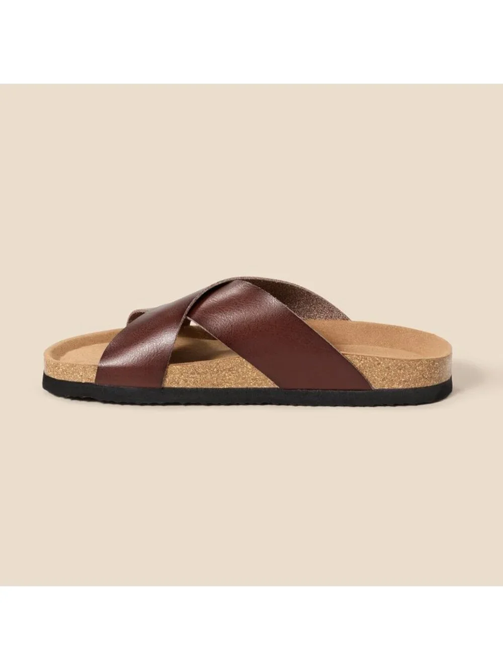 Men's Dark Brown Faux Leather Imported Crossover Sandals Casual